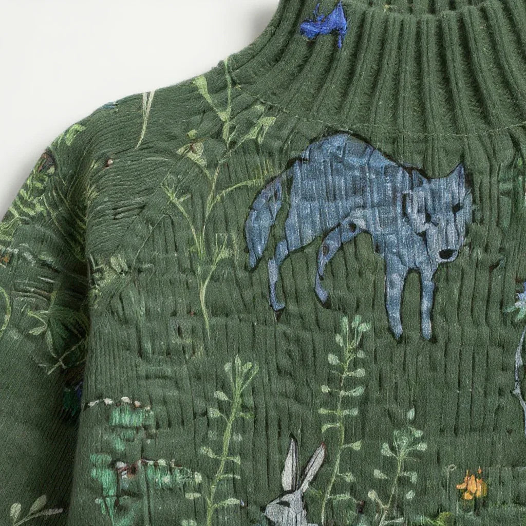 HANA™ | Cozy Knitted Sweater with Forest-Inspired Print